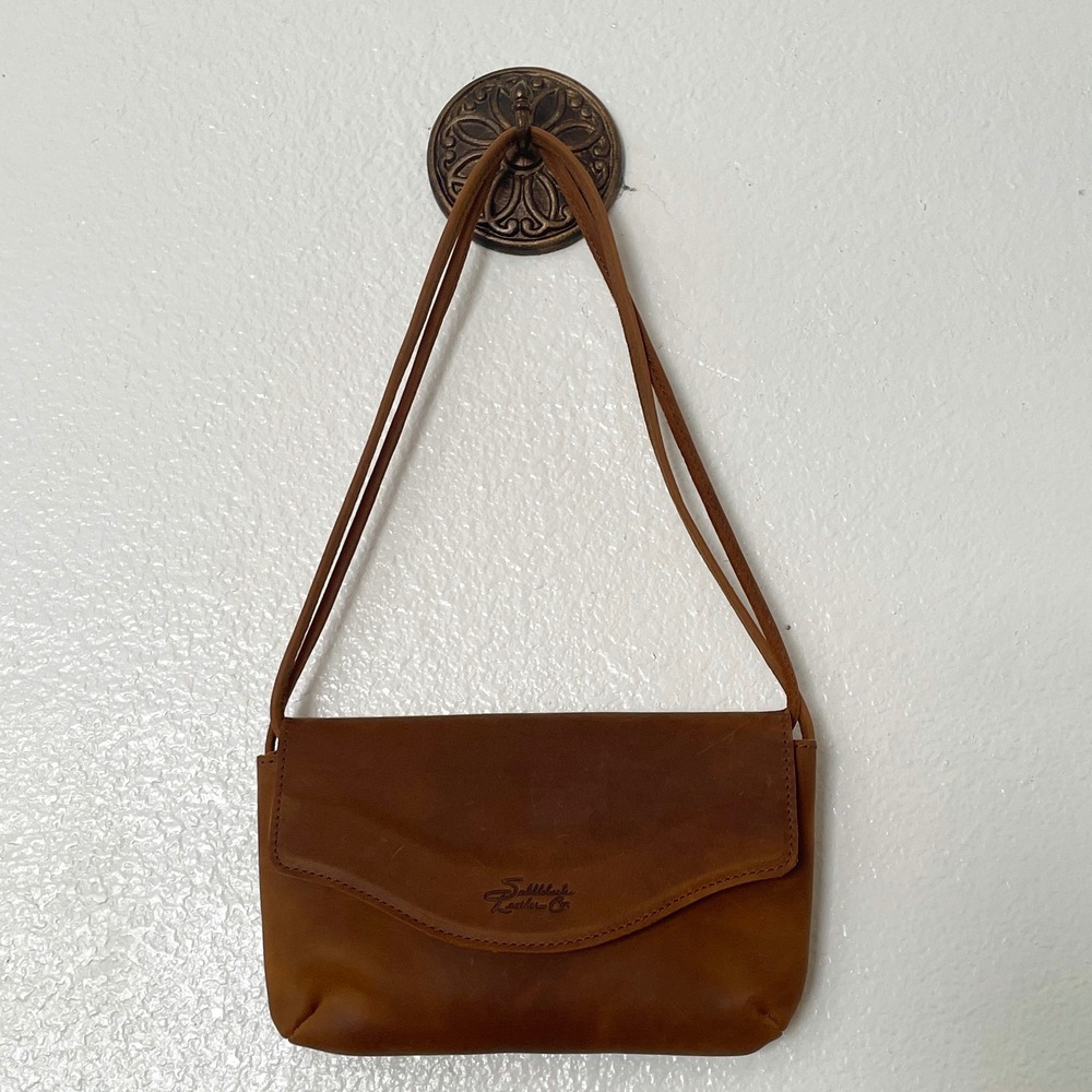 Saddleback Leather Co Tobacco Brown Full Grain Leather Crossbody Clutch Bag
